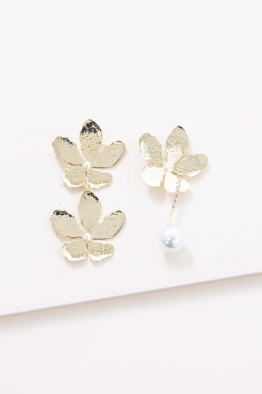 Golden Flower Drop Earrings