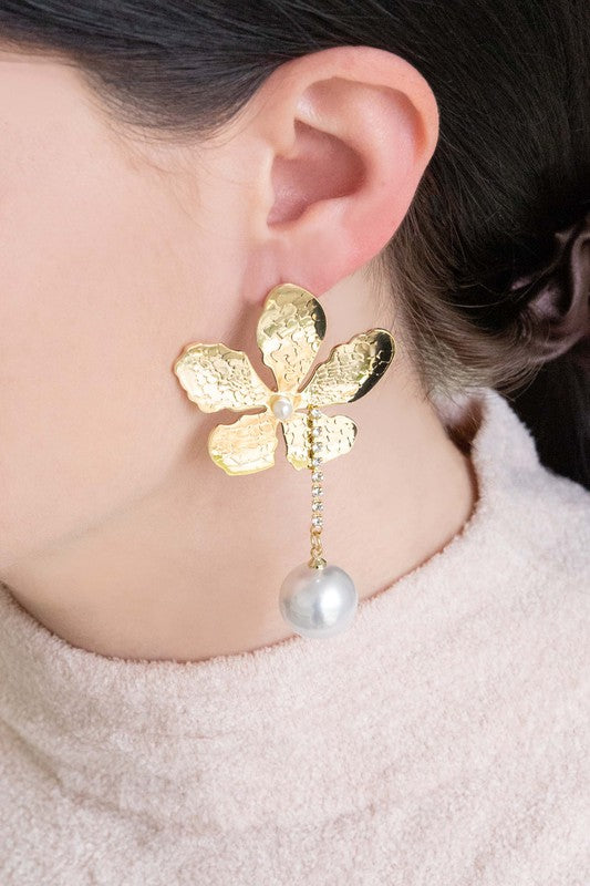 Golden Flower Drop Earrings