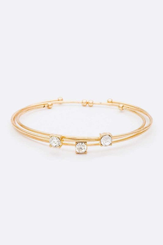 Crystal Triple Wired Convertible Bangle Set