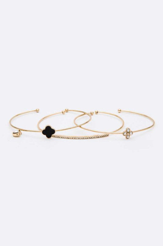 Clover Triple Wired Convertible Bangle Set