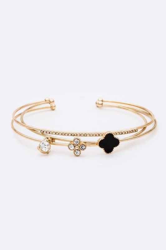 Clover Triple Wired Convertible Bangle Set