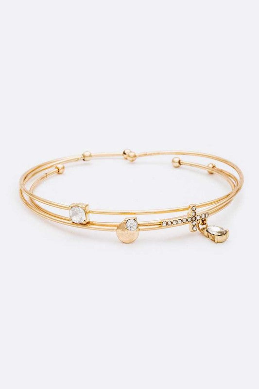 Mix Charms Triple Wired Convertible Bangle Set