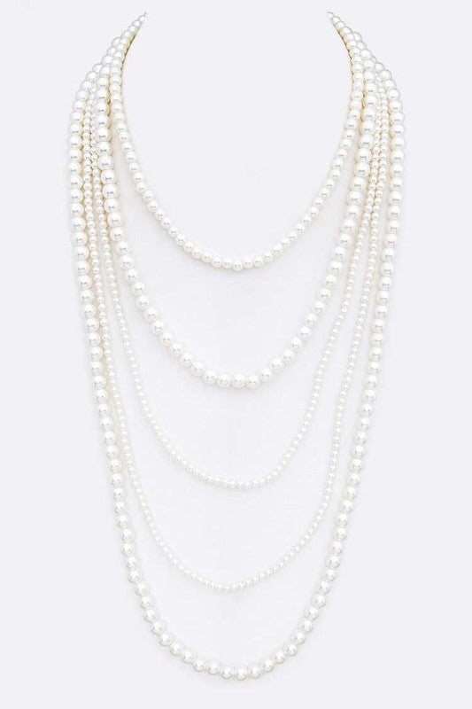 Glass Pearl Layer Statement Necklace