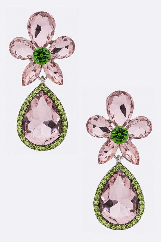 Crsytal Flower Chandelier Earrings