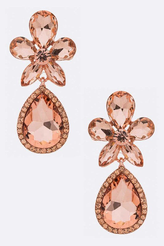 Crsytal Flower Chandelier Earrings