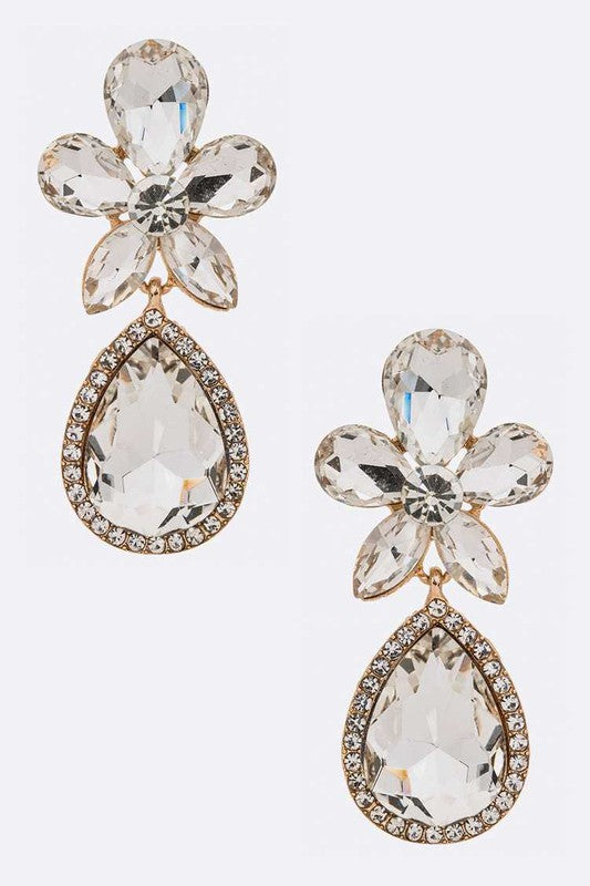 Crsytal Flower Chandelier Earrings