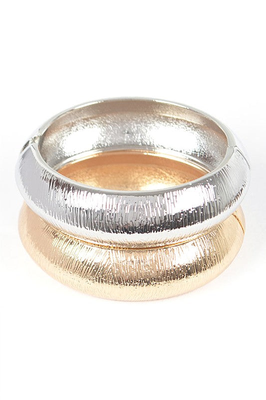 Textured 2 PC Hinged Bangle Set