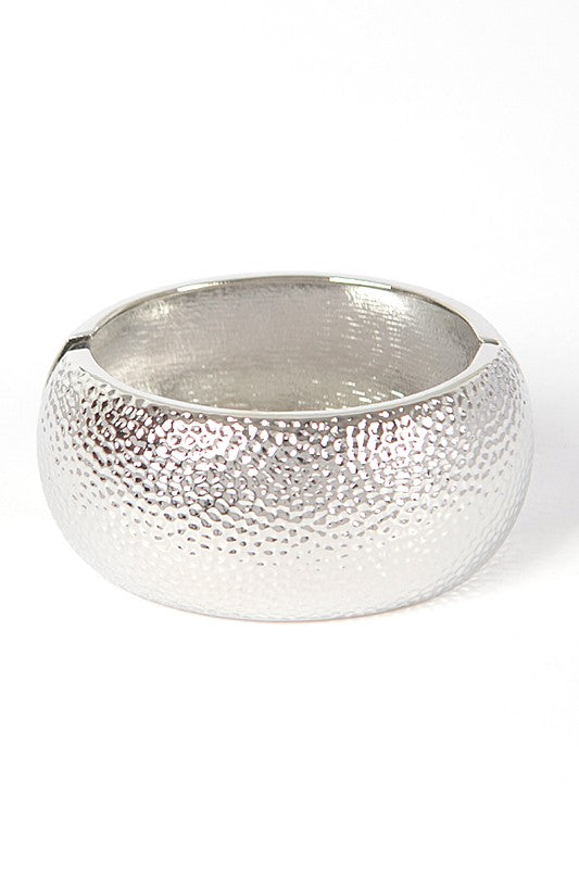 Hammered Textured Oversize Hinged Bangle