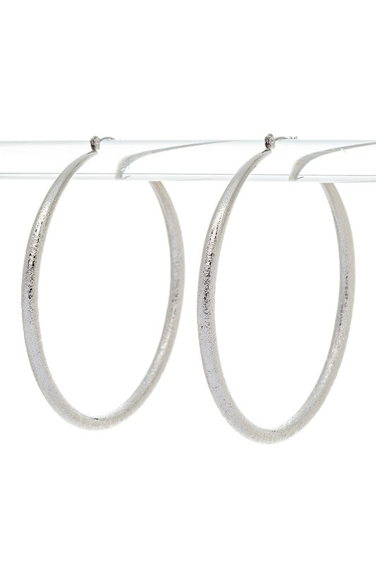 70MM Sand Blast Textured Hoop Earrings