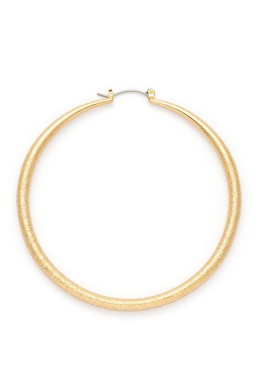 70MM Sand Blast Textured Hoop Earrings