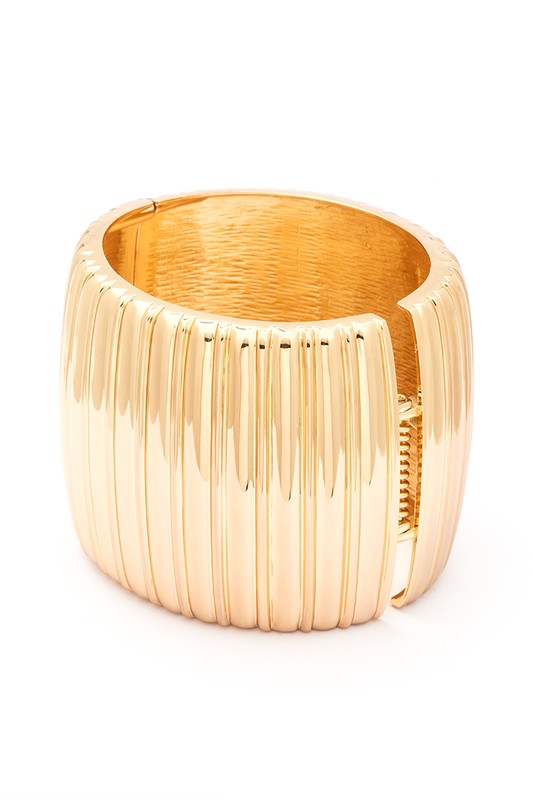 Oversize Textured Hinged Statement Bangle