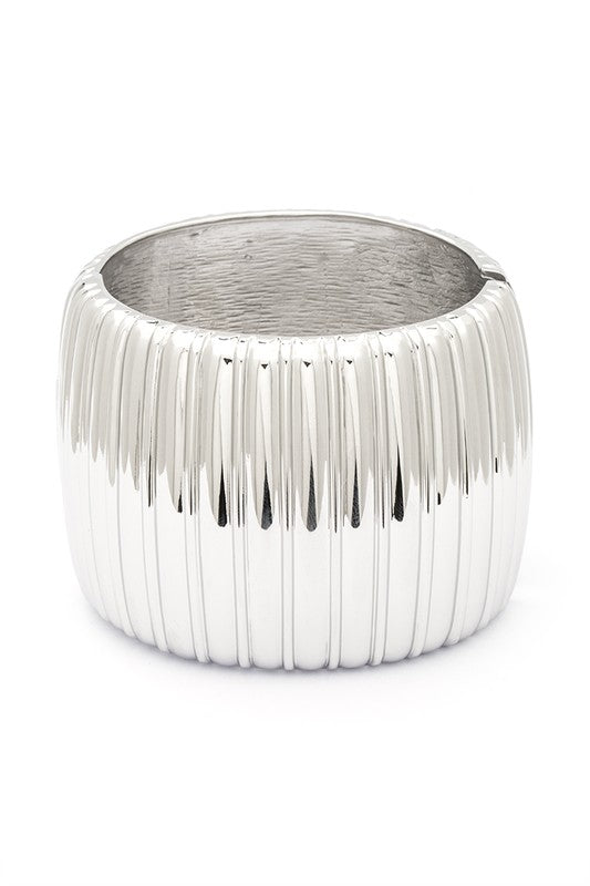 Oversize Textured Hinged Statement Bangle