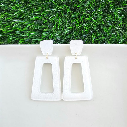 Avery Earrings - White Glitter