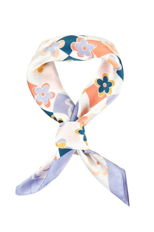 Abstract Leaf Printed Silky Square Scarf