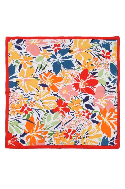 Flower Printed Silky Square Scarf