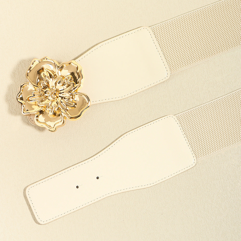 Flower Alloy Buckle Elastic Belt